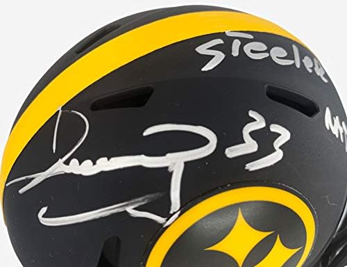 Merrill Hoge dedikált, aláírt írva Napfogyatkozás mini sisak Pitt Steelers SZÖVETSÉG