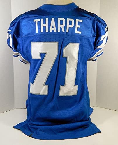 1998 Detroit Lions Larry Tharpe 71 Játék Kiadott Kék Mez 52 DP15933 - Aláíratlan NFL Játék Használt Mezek