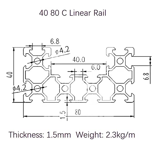 Mssoomm C Csatorna U Típusú 4080-Ban Lineáris Vasúti L: 55.12 inch / 1400mm Alumínium Profil Extrudálás Európai Szabvány