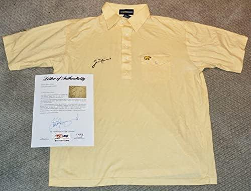 JACK NICKLAUS Aláírt 1986 MESTEREK Sárga Goldenbear Golf Póló + PSA COA AJ2383 - Dedikált Golf Pólók