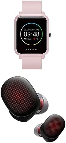 Amazfit Bip S Lite Intelligens Karóra (Rózsaszín) + PowerBuds Igaz Vezeték nélküli Fülhallgató (Fekete) Csomag, pulzusmérő,
