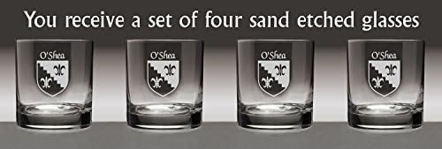 O ' shea Ír címer Dobon Szemüveg - Készlet 4 (Homok Maratott)