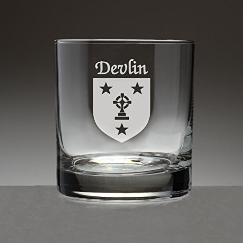 Devlin Ír címer Dobon Szemüveg - Készlet 4 (Homok Maratott)