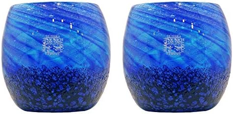 Genkawa Genkichi Kobo Rock Üveg (Kék), Átmérője 2,8 hüvelyk (7 cm), Kobalt-Tal, 2 darabos Csomag