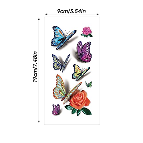 ZITIANY Virágok Ideiglenes Tetoválás Matricák, Rózsa, Pillangók & Multi-Színes, Kevert Stílusú Body Art Ideiglenes Tetoválás