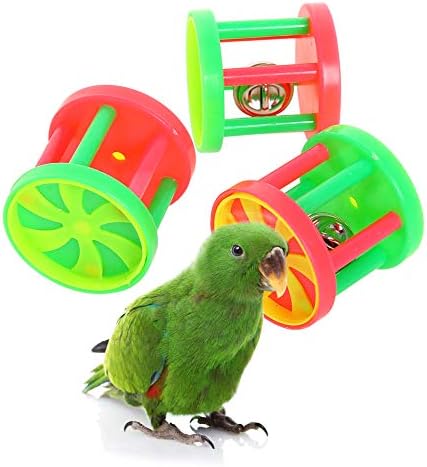 QBLEEV Madár Roller Csörgő Játékok, Papagáj Láb Játékok, Táplálkozás Rágás Bell Képzés Trükk Játékok, Madarak Tornaterem